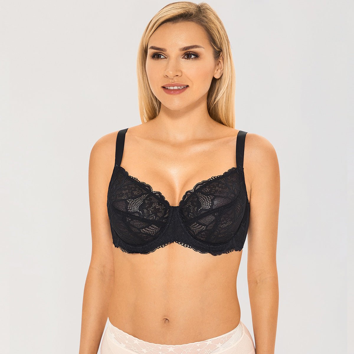 Sheer Lace Full Coverage Minimizer Underwire Bra
