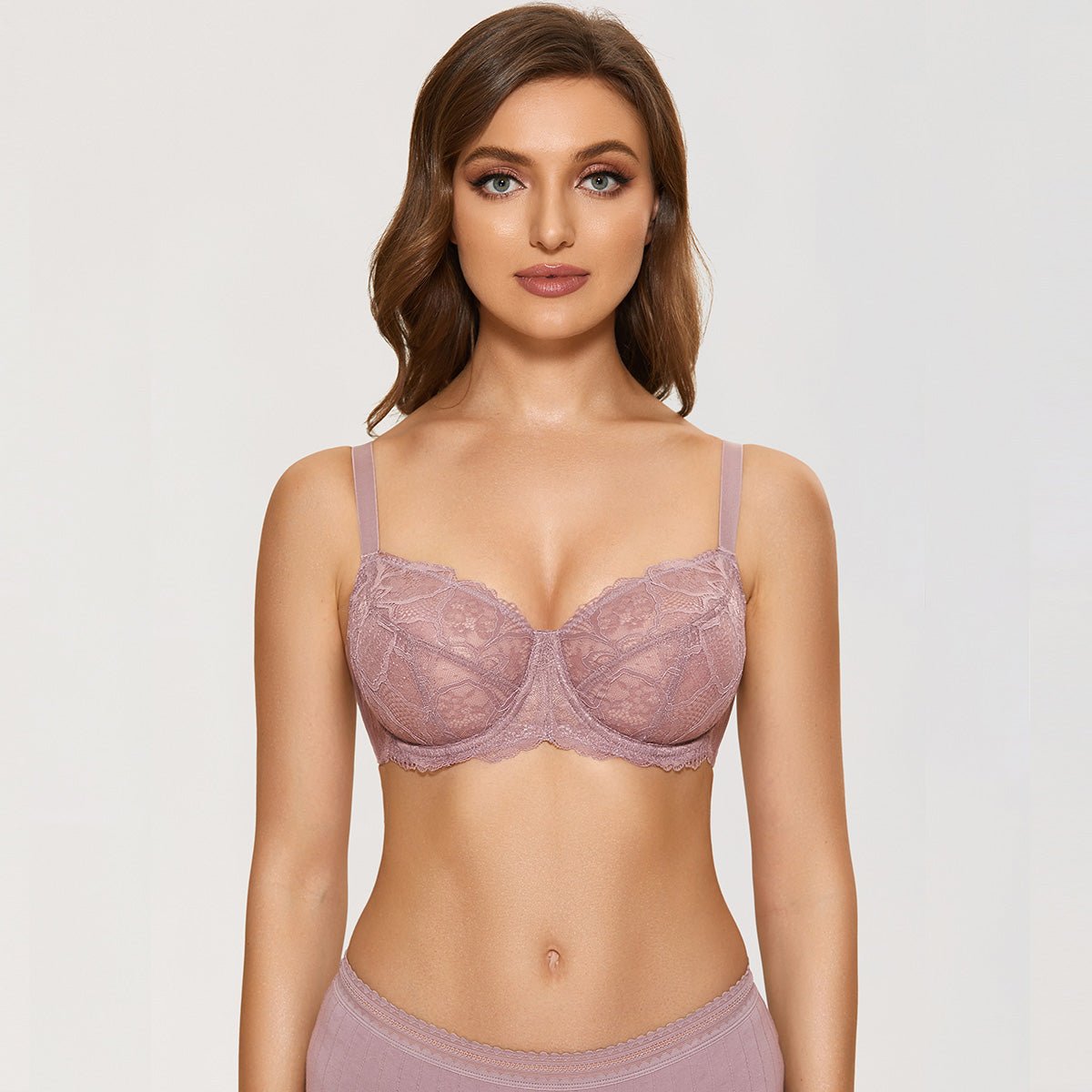 Sheer Lace Full Coverage Minimizer Underwire Bra